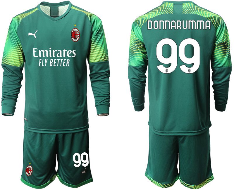 Men 2020-2021 club AC Milan Dark green long sleeve goalkeeper #99 Soccer Jerseys